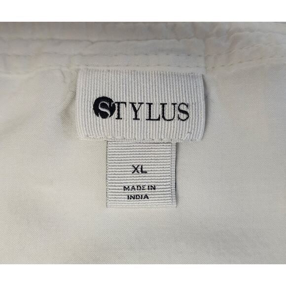 Stylus Round Neck Off White Short Sleeve Blouse Size XL - Picture 7 of 8